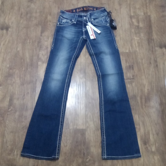 Rock Revival Women's 26 Bootcut Heather Embellished Studs Rhinestones NWT - Picture 5 of 13